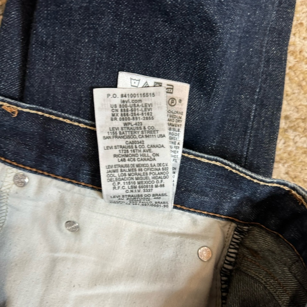 Levis 513 Slim Straight Dark Wash American Stretch Denim Jeans Size 31x32 - Picture 6 of 11